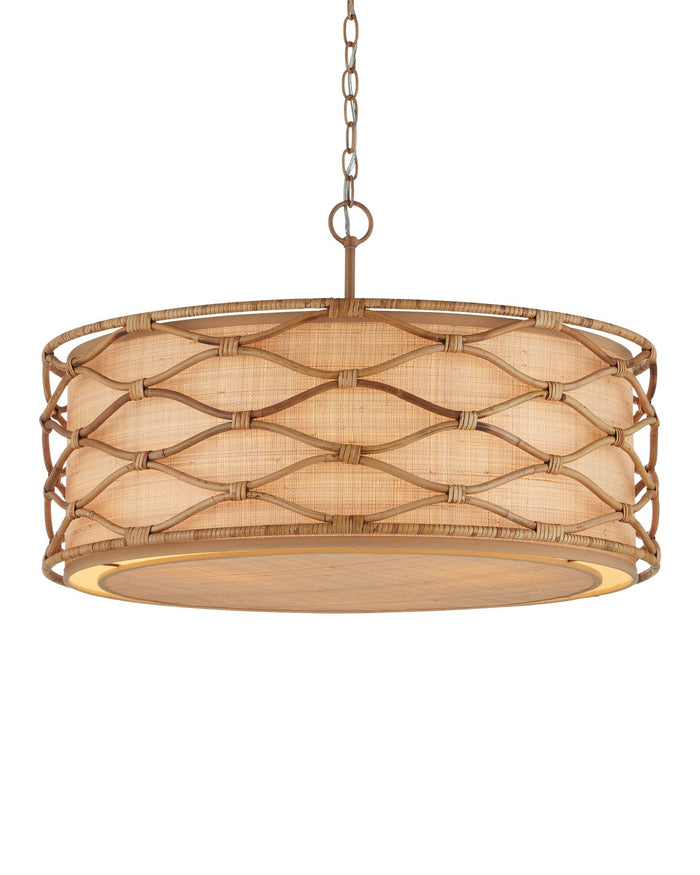 Currey and Company - 9000-1209 - Three Light Pendant - Partita Pendant - Saddle Tan/Natural