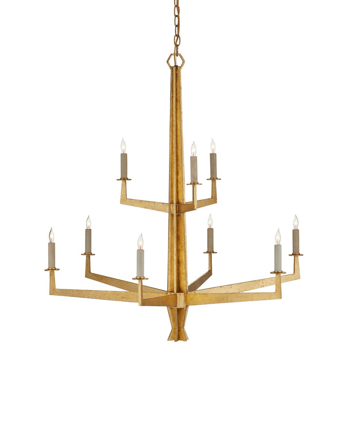 Currey and Company - 9000-1212 - Nine Light Chandelier - Goldfinch Collection - Washed Lucerne Gold