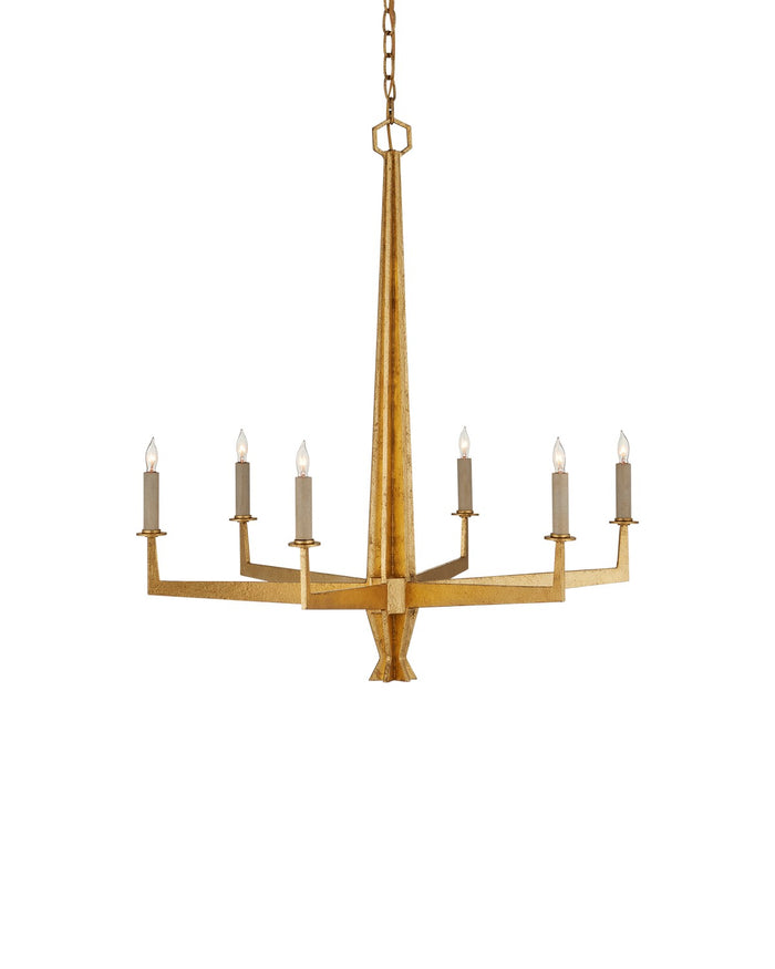 Currey and Company - 9000-1213 - Six Light Chandelier - Goldfinch Collection - Washed Lucerne Gold