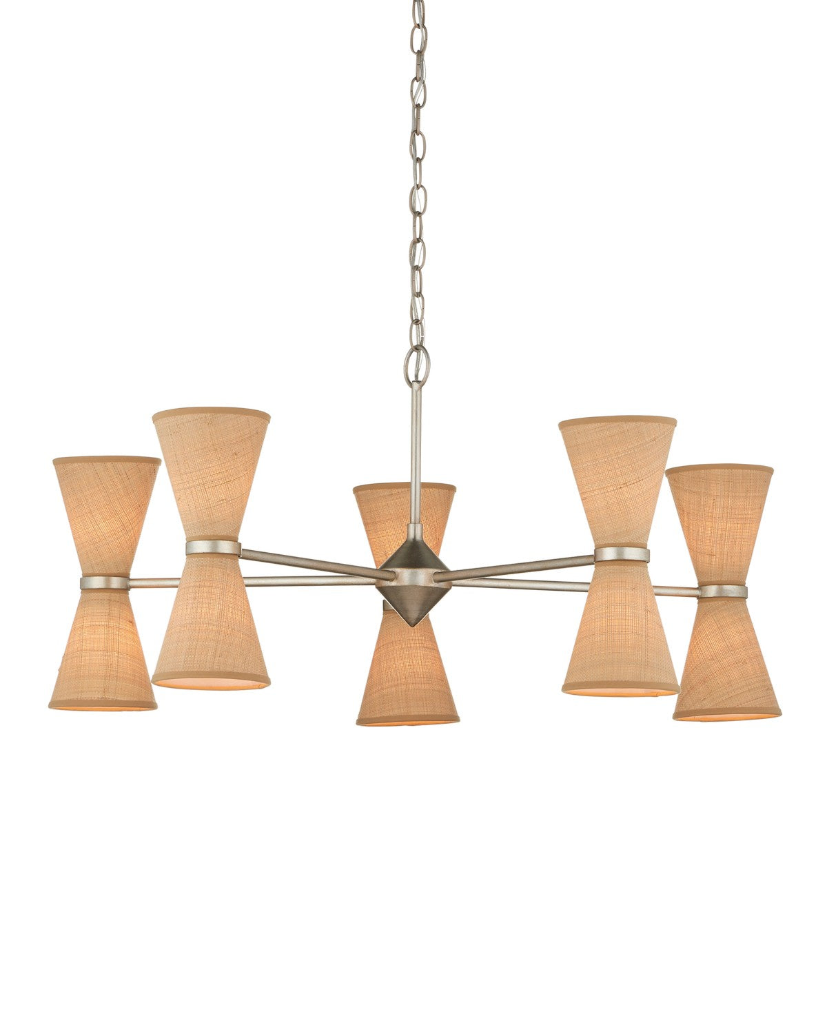 Currey and Company - 9000-1218 - Ten Light Chandelier - Pennyworth Chandelier - Contemporary Silver Leaf/Contemporary Silver/Natural