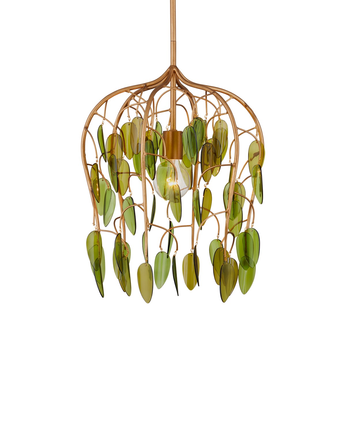 Currey and Company - 9000-1227 - One Light Pendant - Midsummer Collection - Brass/Green