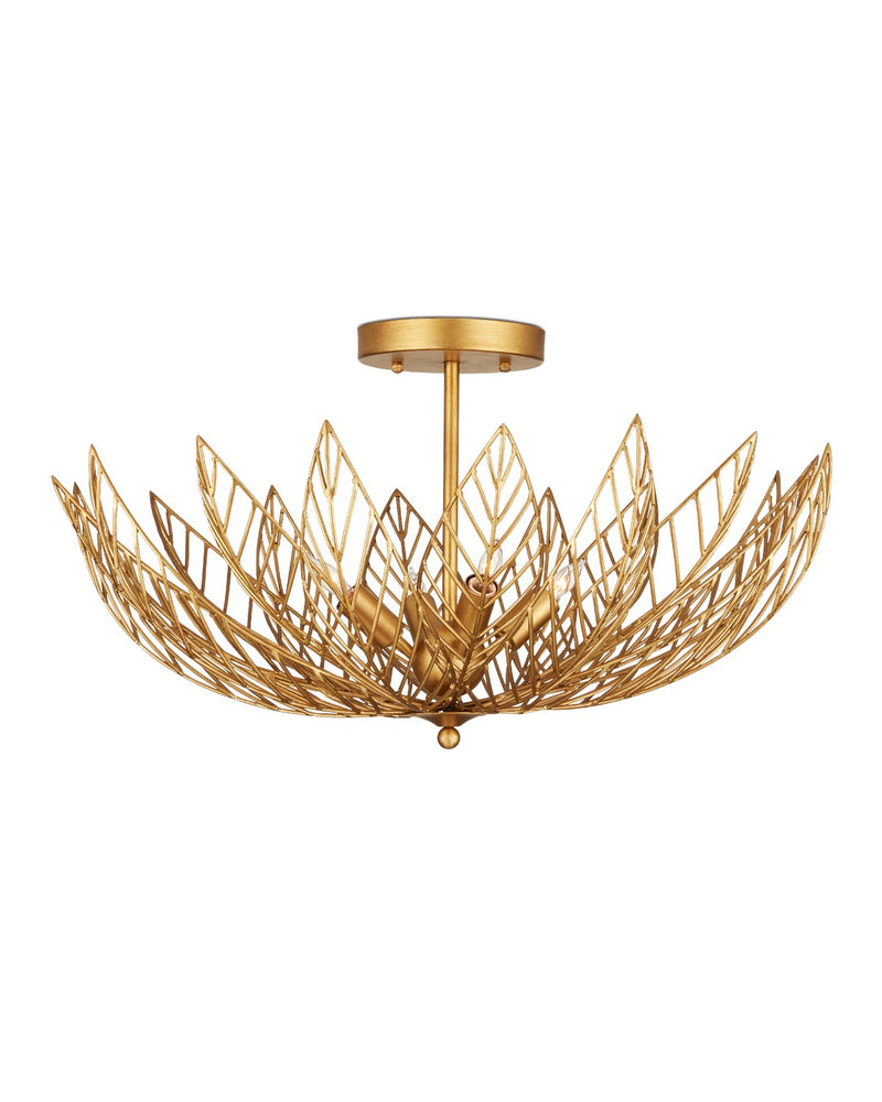 Currey and Company Four Light Semi-Flush Mount in Contemporary Gold Leaf/Contemporary Gold finish