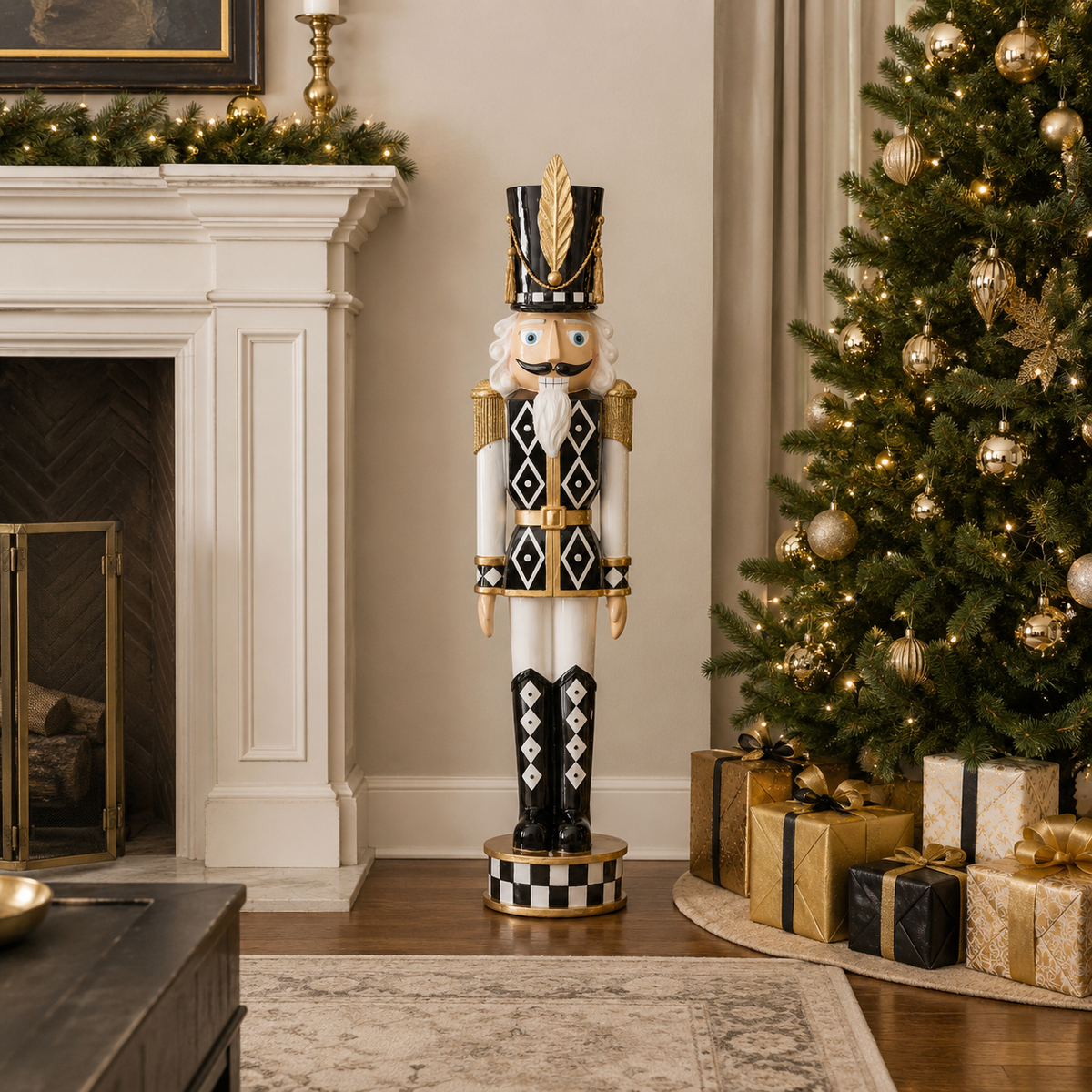 Design Shop Extra-Large Black and White Soldier Nutcracker, 37"H