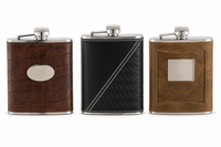 Design Shop Leather Flask Assortment 5.25", Set of 3