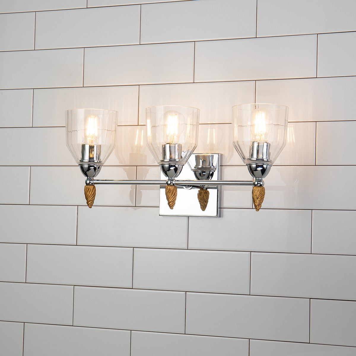 Lucas + McKearn - BB1000PC-3-F2G - Three Light Vanity - Felice - Polished Chrome
