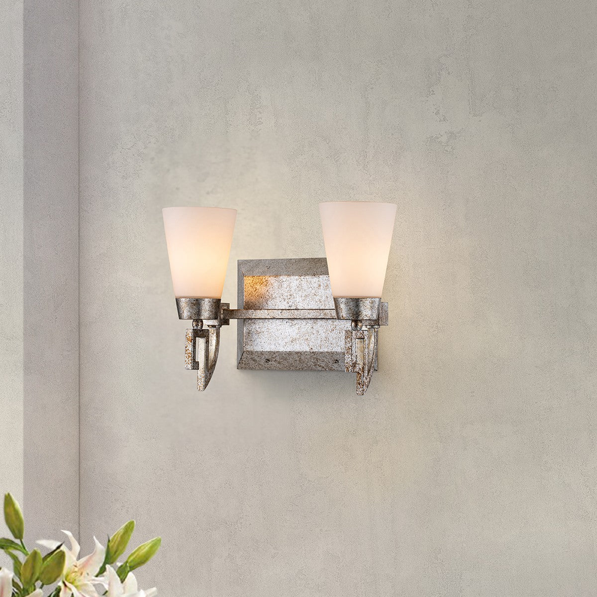 Lucas + McKearn - BB1006S-2 - Two Light Bath - Lemuria - Silver Leaf
