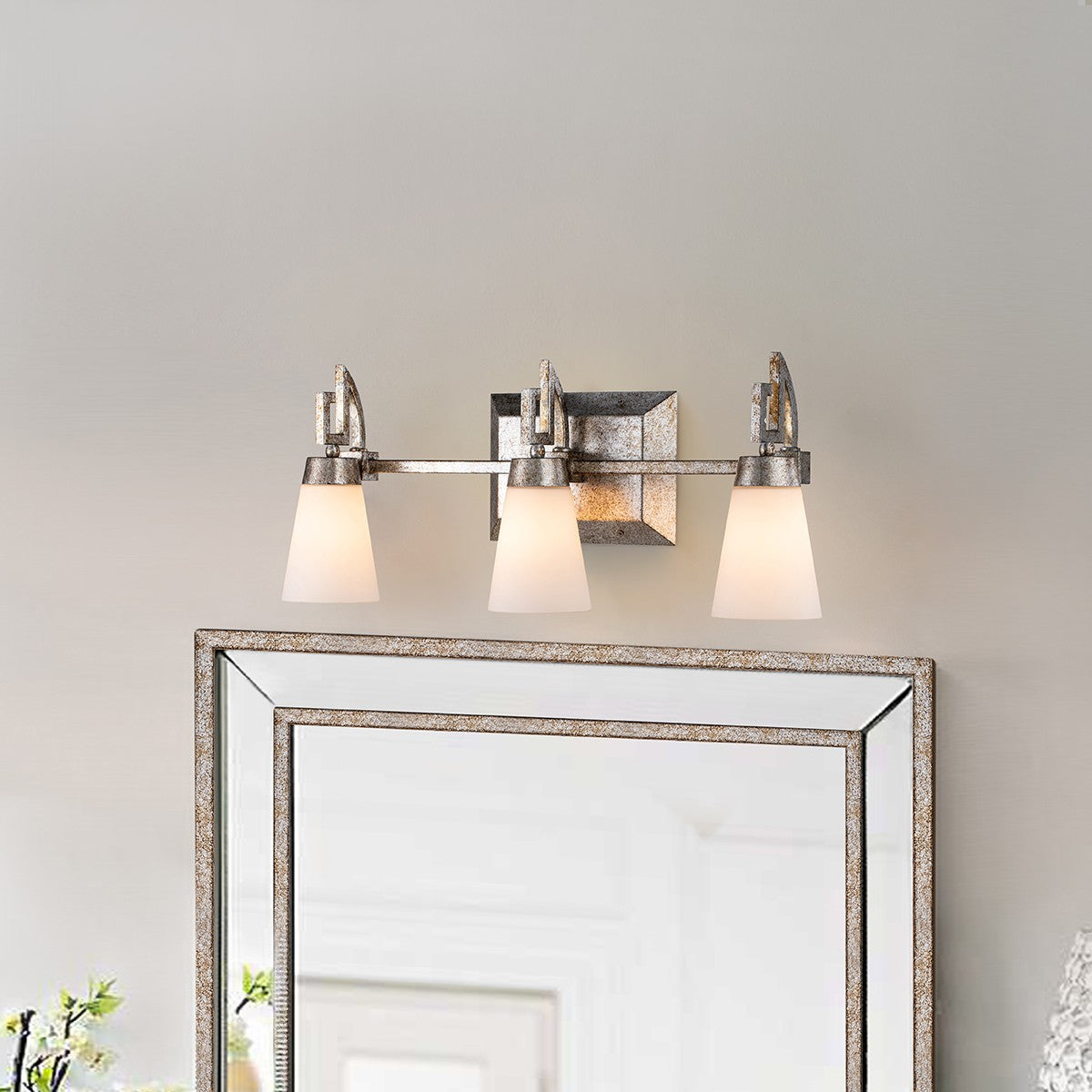 Lucas + McKearn - BB1006S-3 - Three Light Bath - Lemuria - Silver Leaf
