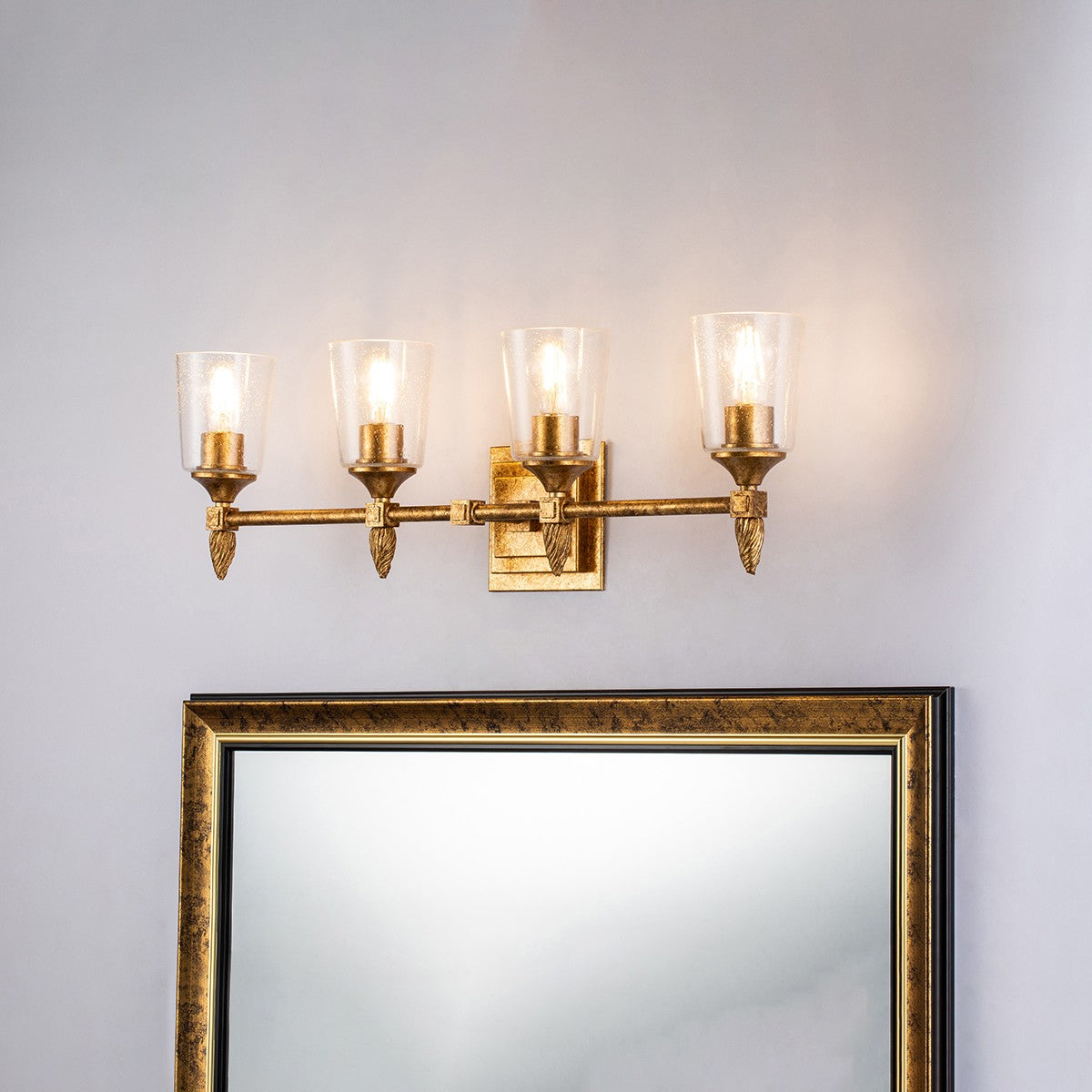 Lucas + McKearn - BB1022G-4-F2G - Four Light Bath Bar - Vetiver - Gold Leaf