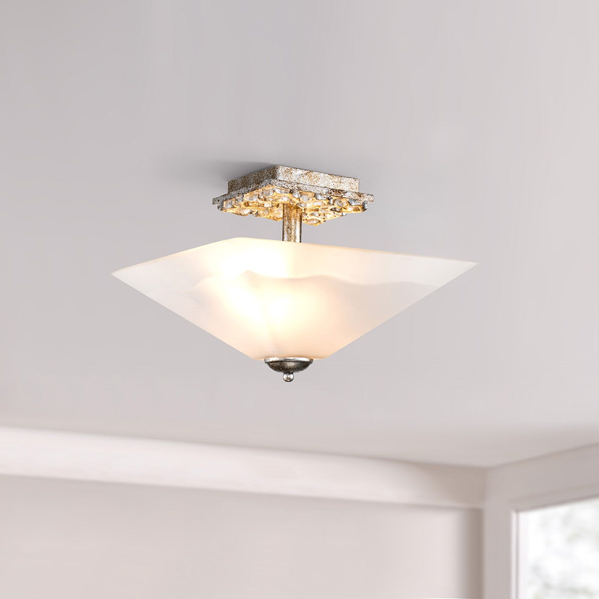 Lucas + McKearn - FM1002S-2 - Two Light Flush Mount - Star - Silver Leaf