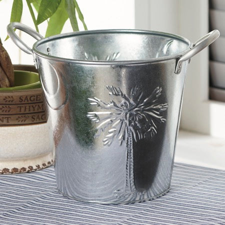 Design Shop Galv Palm Tree & Moon Bucket