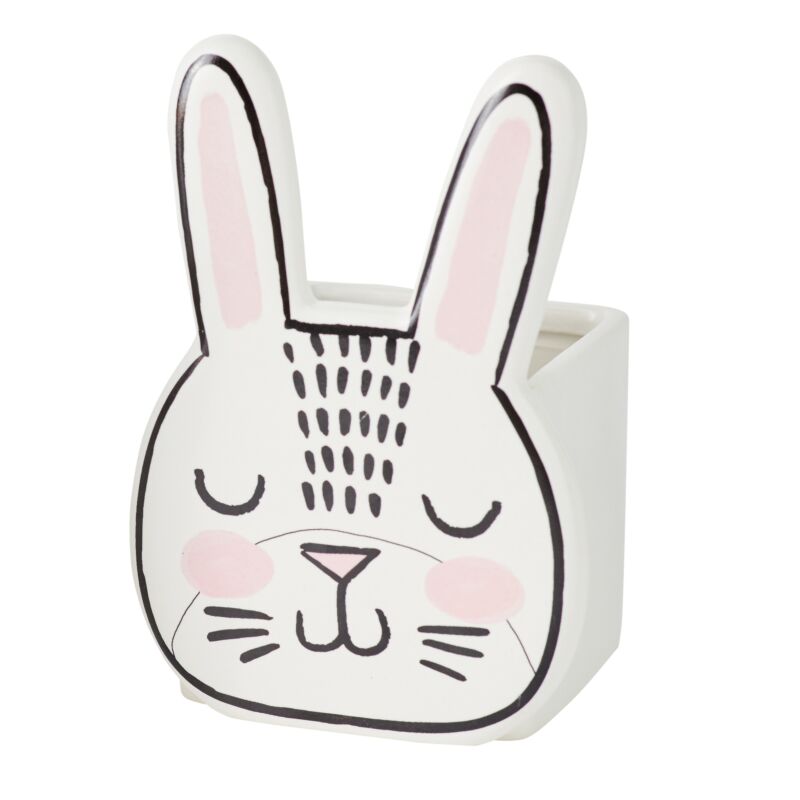 Design Shop White Bashful Bunny Pot, 4" X 5.75", Set of 6.