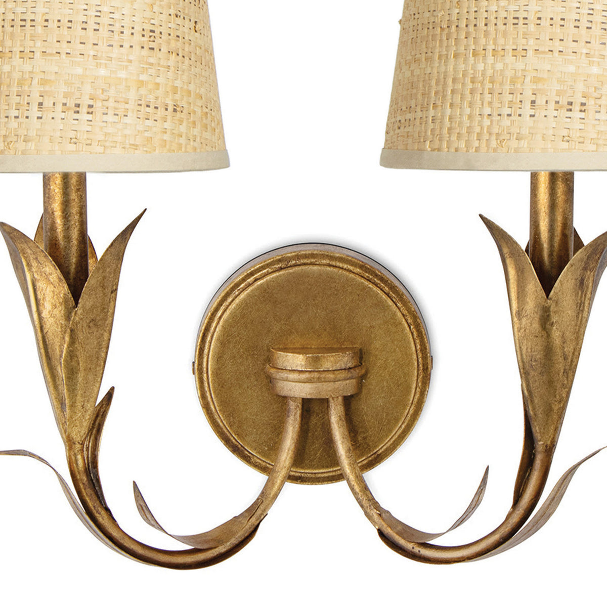 Regina Andrew - 15-1219GLD-RAT - Two Light Wall Sconce - River Reed - Antique Gold Leaf