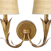 Regina Andrew - 15-1219GLD-RAT - Two Light Wall Sconce - River Reed - Antique Gold Leaf