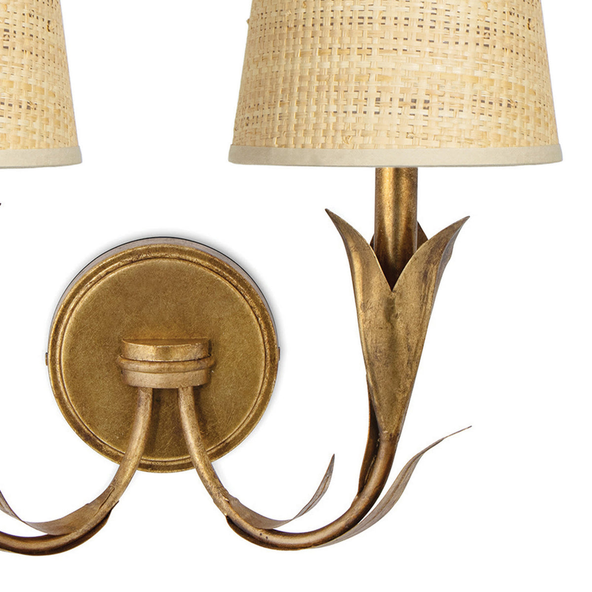 Regina Andrew - 15-1219GLD-RAT - Two Light Wall Sconce - River Reed - Antique Gold Leaf