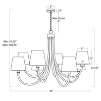 Regina Andrew - 16-1390 - Eight Light Chandelier - Treble - Natural