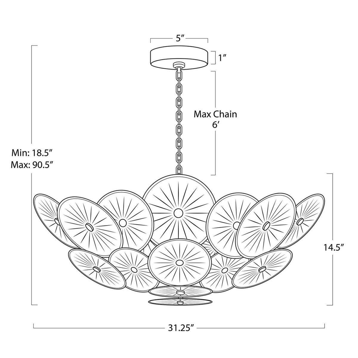 Regina Andrew - 16-1455SMK - Nine Light Chandelier - Holly - Smoke