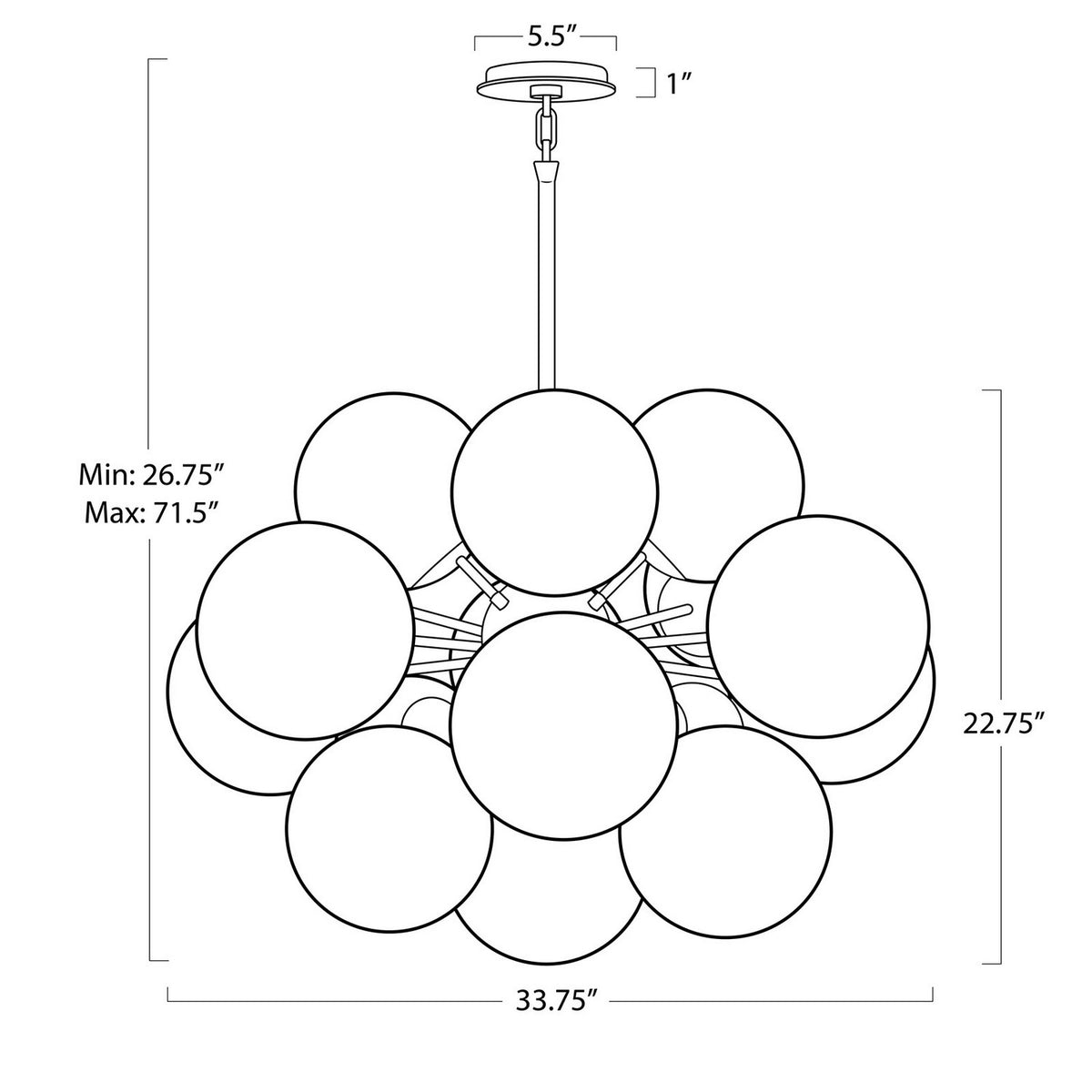 Regina Andrew - 16-1474PN-SMK - 17 Light Chandelier - Shine - Polished Nickel