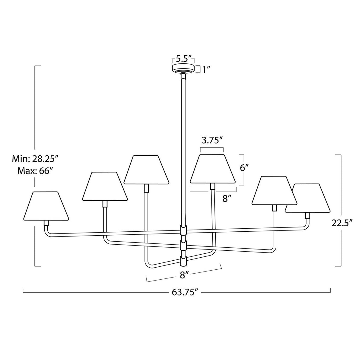 Regina Andrew - 16-1454NB-RAT - Six Light Chandelier - Polly - Natural Brass