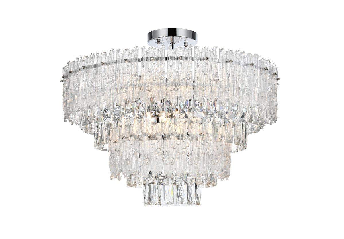 Elegant Lighting - 1780F25C - Eight Light Flush Mount - Emilia - Chrome and Clear