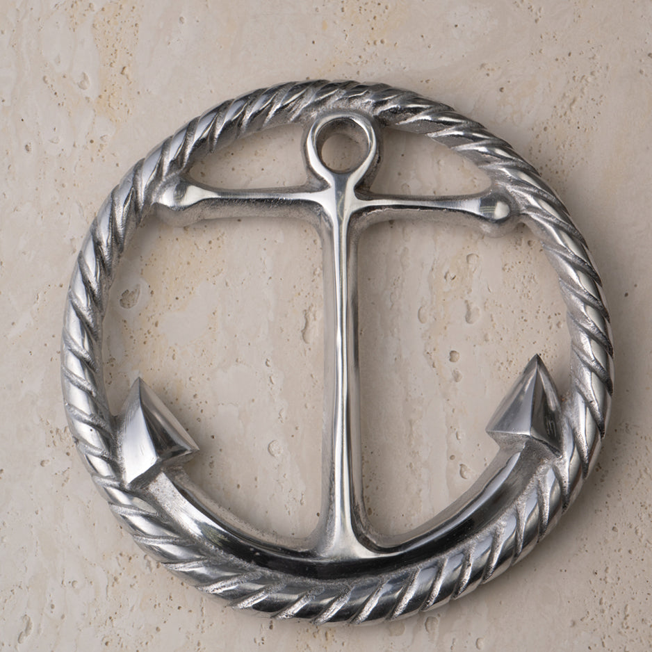 Design Shop Rustic Anchor & Rope Aluminum Silver Hot Plate Trivet
