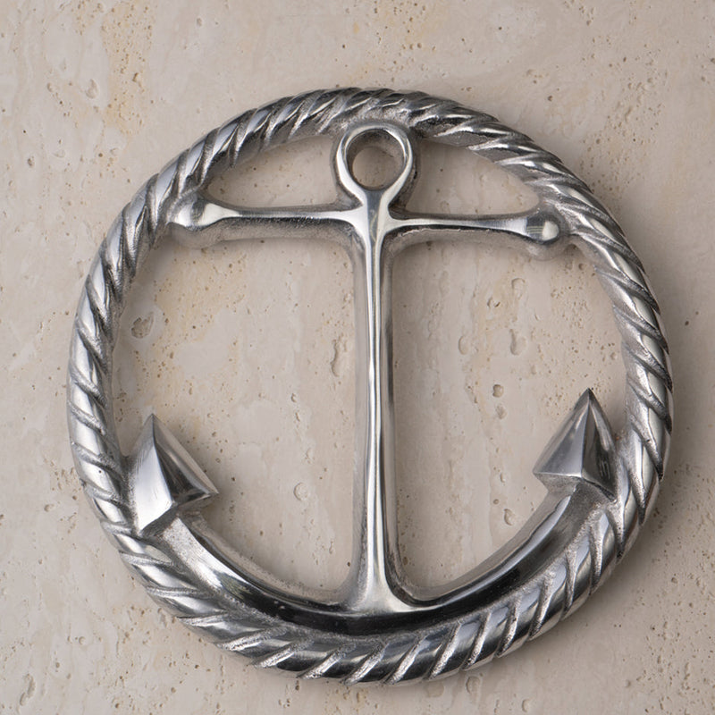 Design Shop Rustic Anchor & Rope Aluminum Silver Hot Plate Trivet