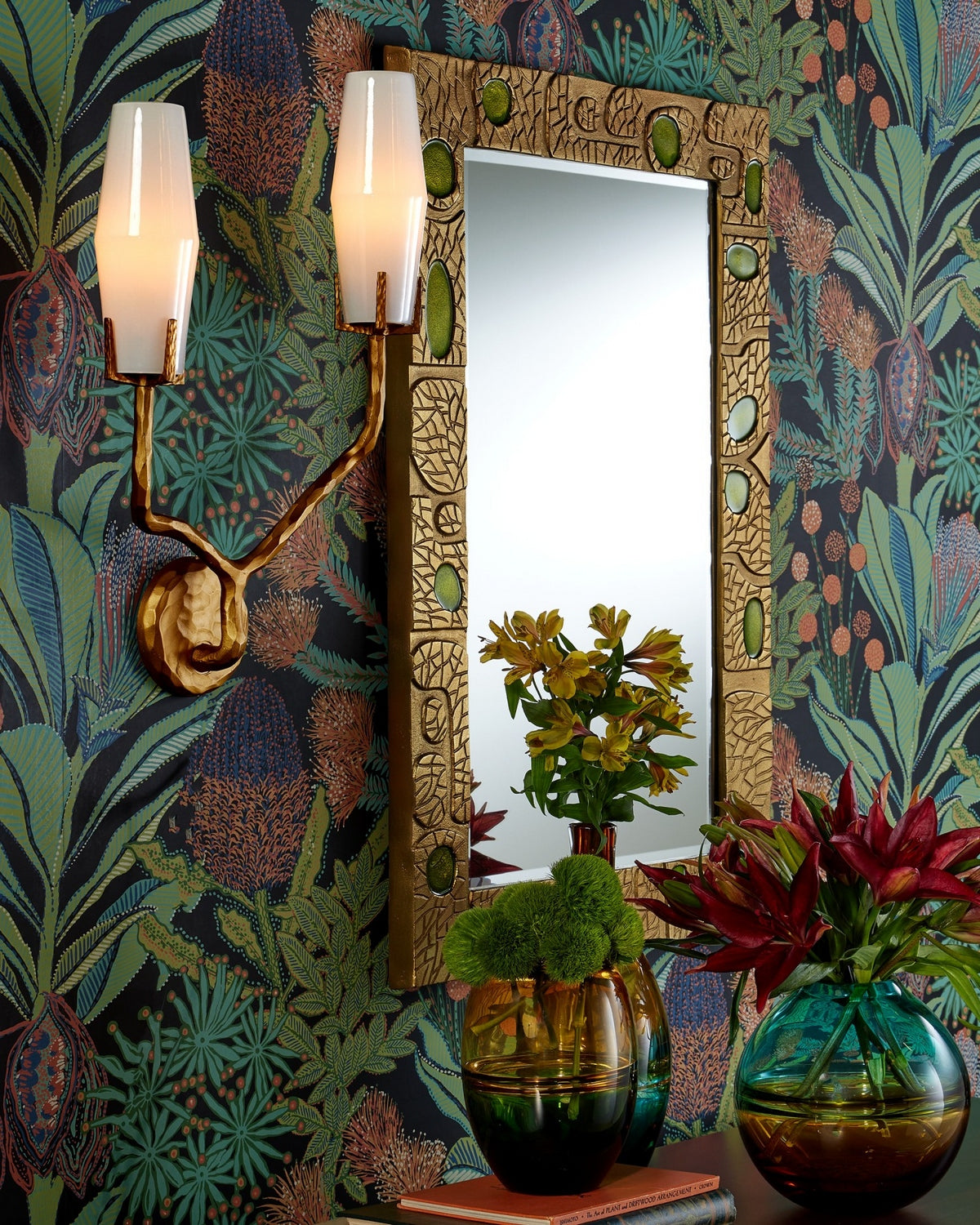 Currey and Company - 1000-0157 - Mirror - Beau Monde - Gold/Green