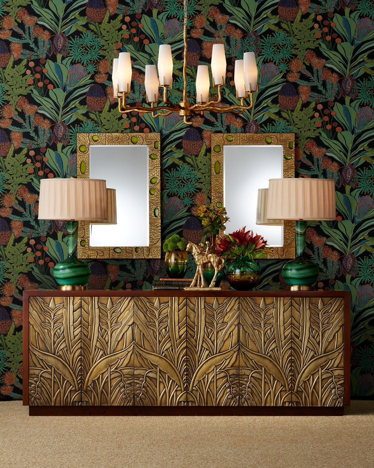 Currey and Company - 1000-0157 - Mirror - Beau Monde - Gold/Green