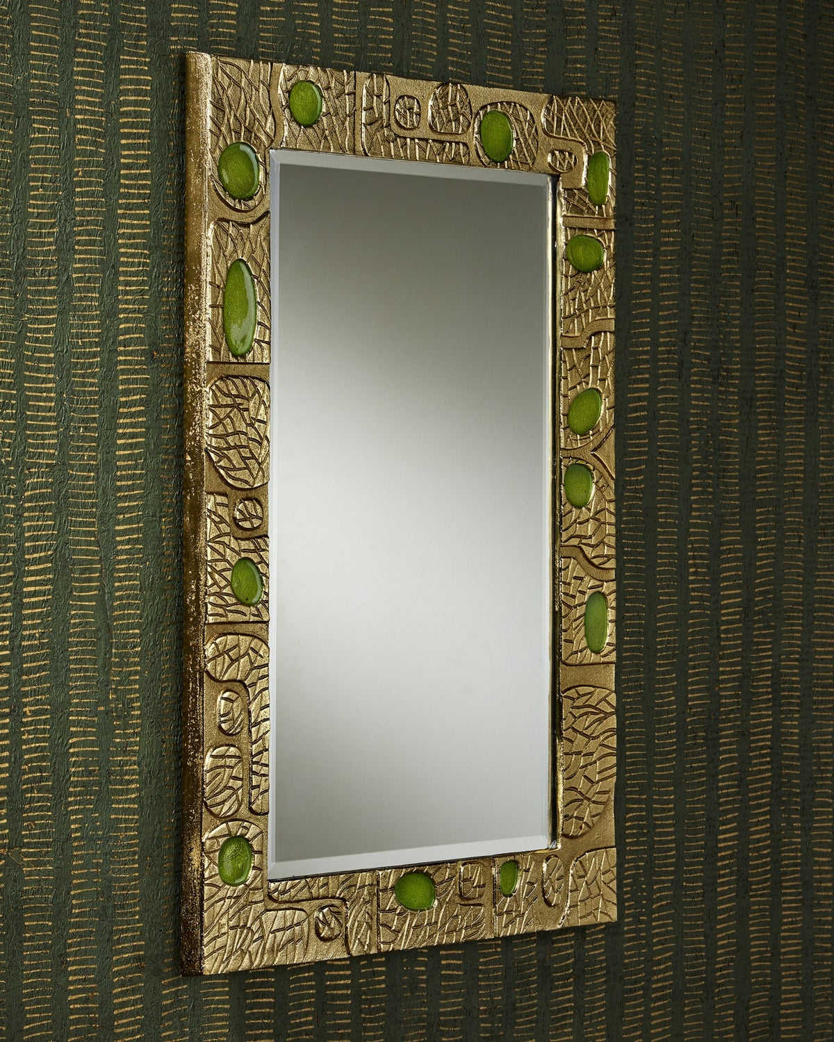 Currey and Company - 1000-0157 - Mirror - Beau Monde - Gold/Green