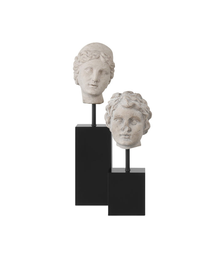 Currey and Company - 1200-0932 - Venus Head on Stand Set of 2 - Venus Head on Stand Set of 2 - Beige / Pale Gray / Black