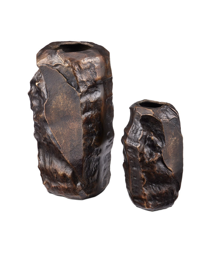 Currey and Company - 1200-0944 - Vase Set of 2 - Carmelo Vase Set of 2 - Scorched Bronze