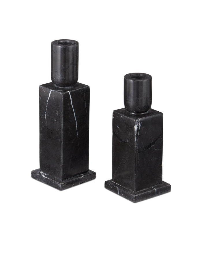 Currey and Company - 1200-0952 - Candle Holder Set of 2 - Lithos Collection - Natural