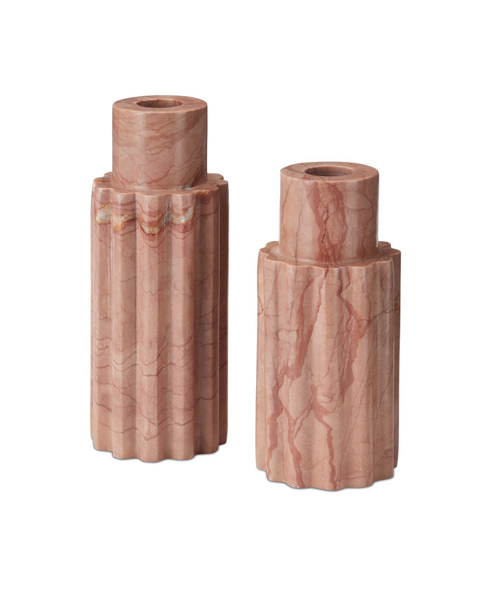 Currey and Company - 1200-0953 - Candle Holder Set of 2 - Lithos Collection - Natural