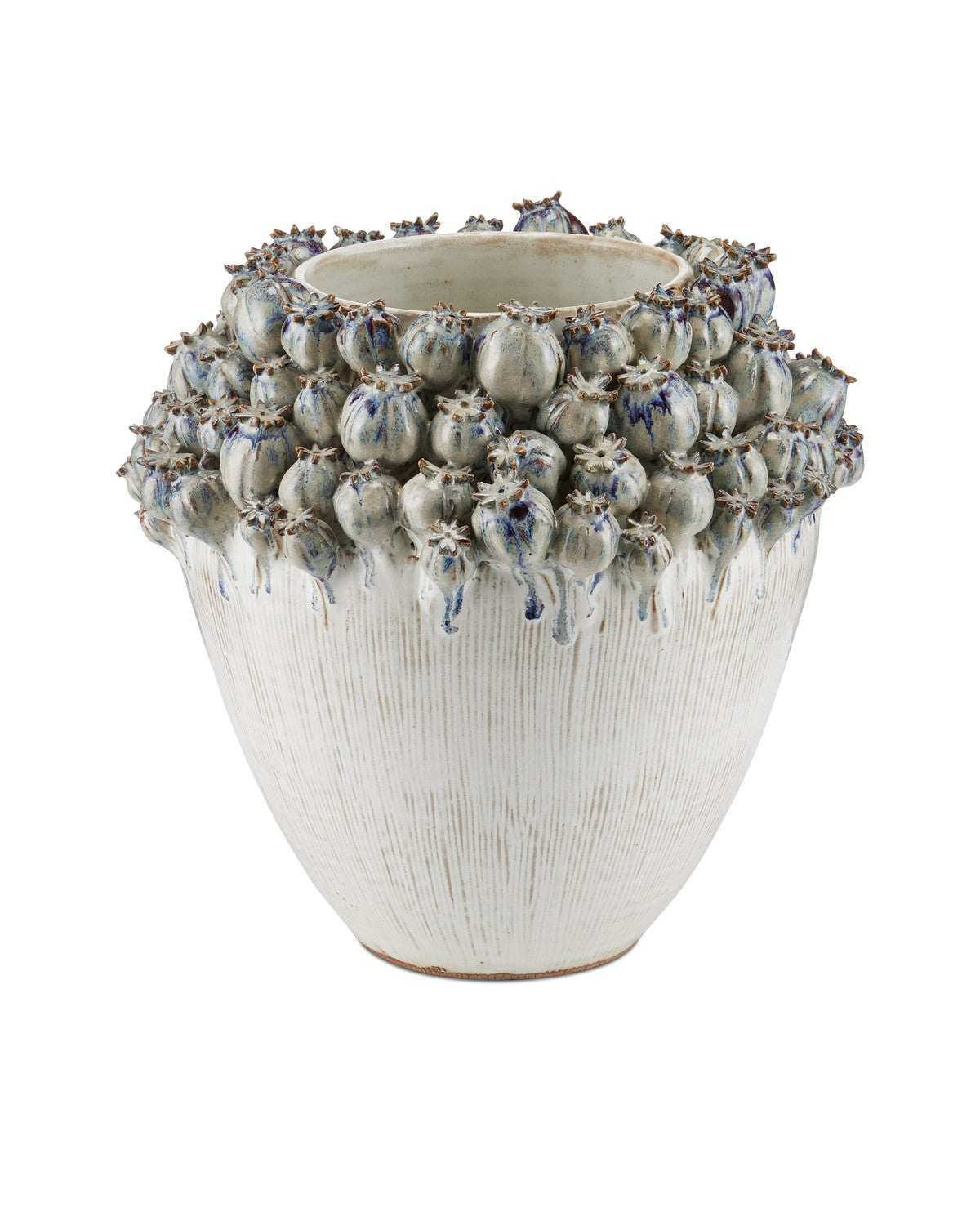Currey and Company - 1200-0965 - Vase - Poppy Pod Crown - Ivory/Reactive Blue & Purple