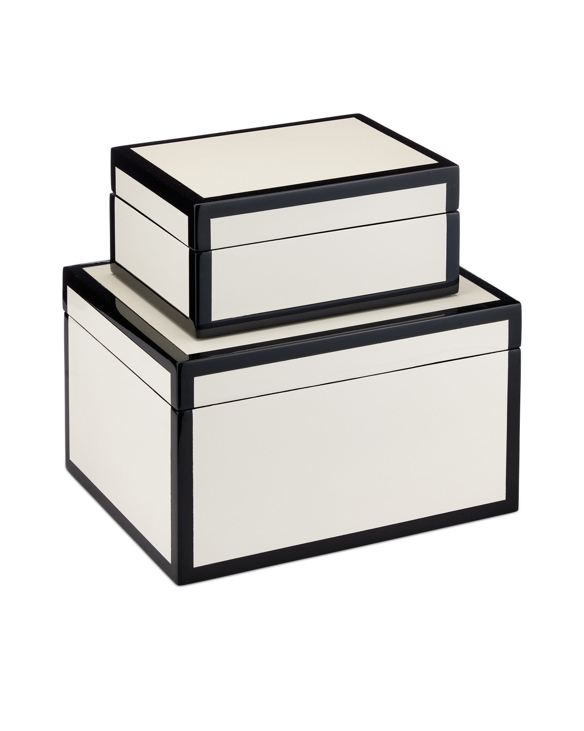 Currey and Company - 1200-0972 - Box Set of 2 - Lacquer Collection - Ivory / Black