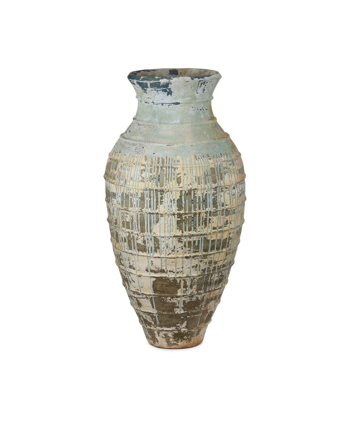 Currey and Company - 2200-0061 - Urn - Lipari Collection - Antique White / Blue Drip