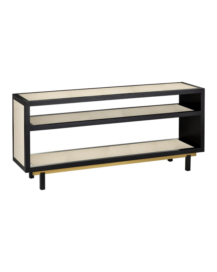 Currey and Company - 3000-0318 - Console Table - Deanna Collection - Ivory / Black / Brushed Brass / Clear
