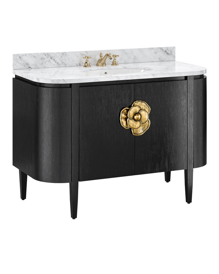 Currey and Company - 3800-0001 - Vanity with Sink - Briallen Collection - Caviar Black / Natural / White / Light Antique Brass