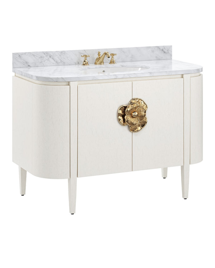 Currey and Company - 3800-0002 - Vanity with Sink - Briallen Collection - Cerused White / Natural / White / Polished Brass