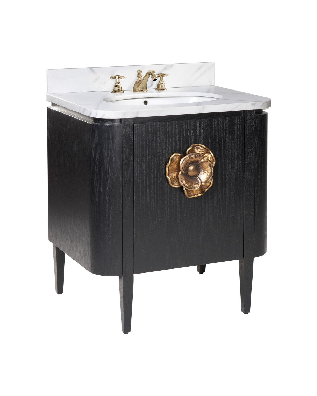Currey and Company - 3800-0003 - Vanity with Sink - Briallen Collection - Caviar Black / Natural / White / Light Antique Brass