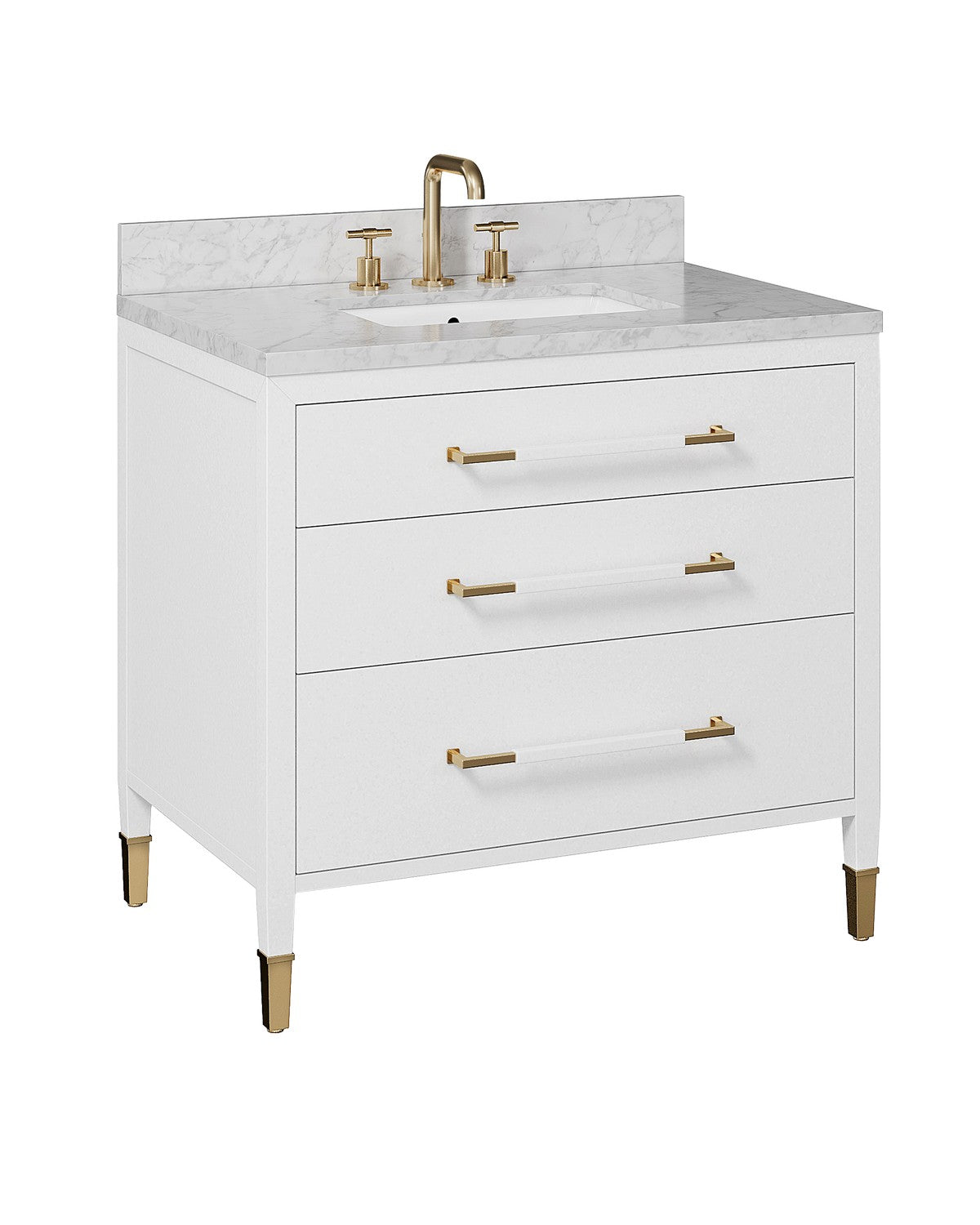 Currey and Company - 3800-0007 - Vanity with Sink - Verona Collection - Acrylic White / Natural / White / Champagne