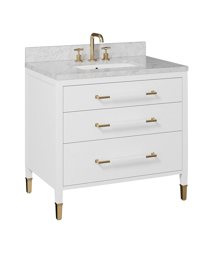 Currey and Company - 3800-0007 - Vanity with Sink - Verona Collection - Acrylic White / Natural / White / Champagne