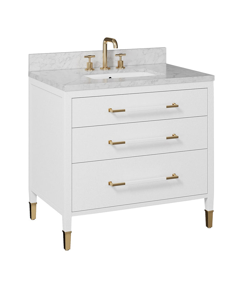 Currey and Company - 3800-0007 - Vanity with Sink - Verona Collection - Acrylic White / Natural / White / Champagne