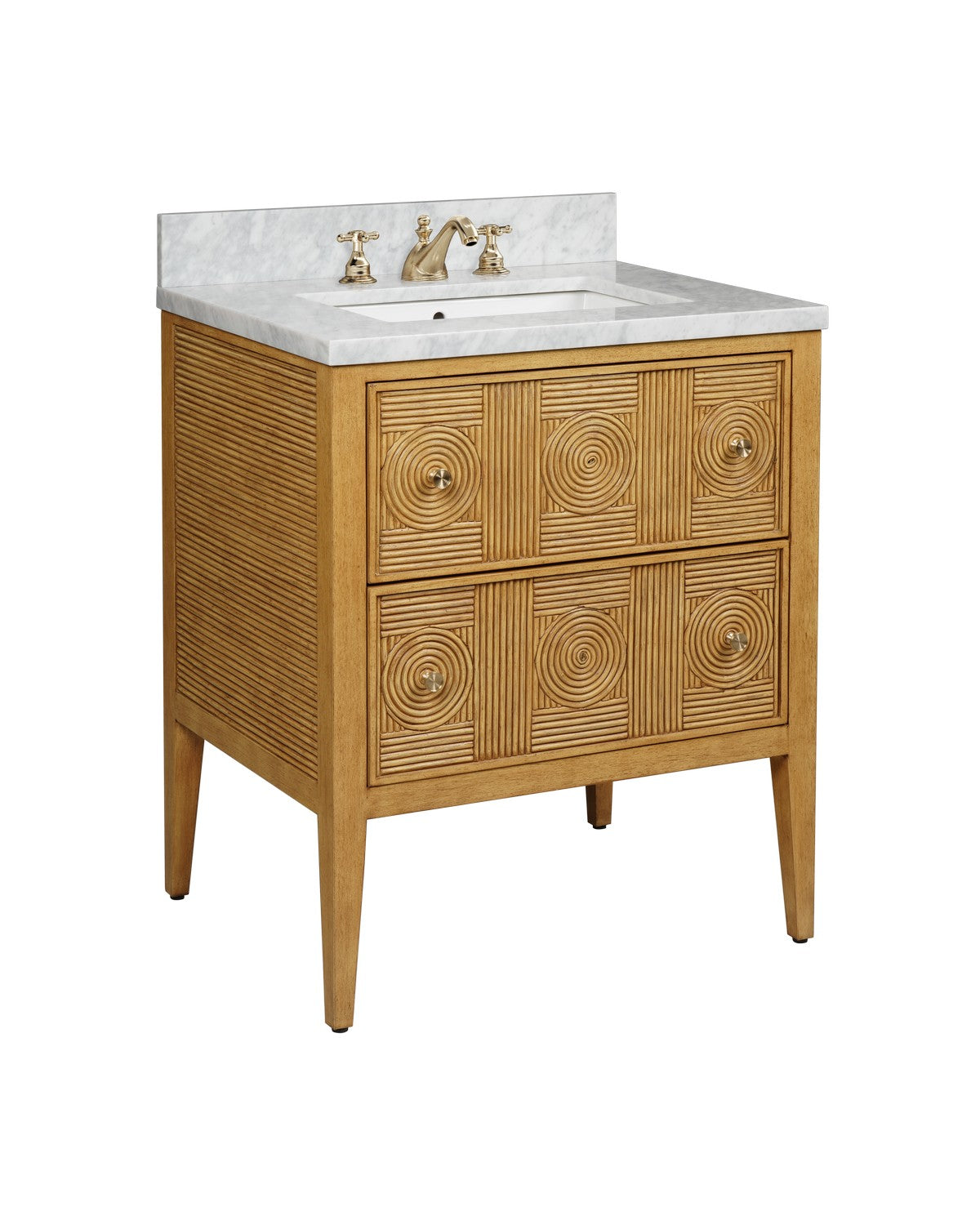 Currey and Company - 3800-0010 - Vanity with Sink - Santos Collection - Sea Sand / Natural / White / Brushed Brass / Polished Nickel​