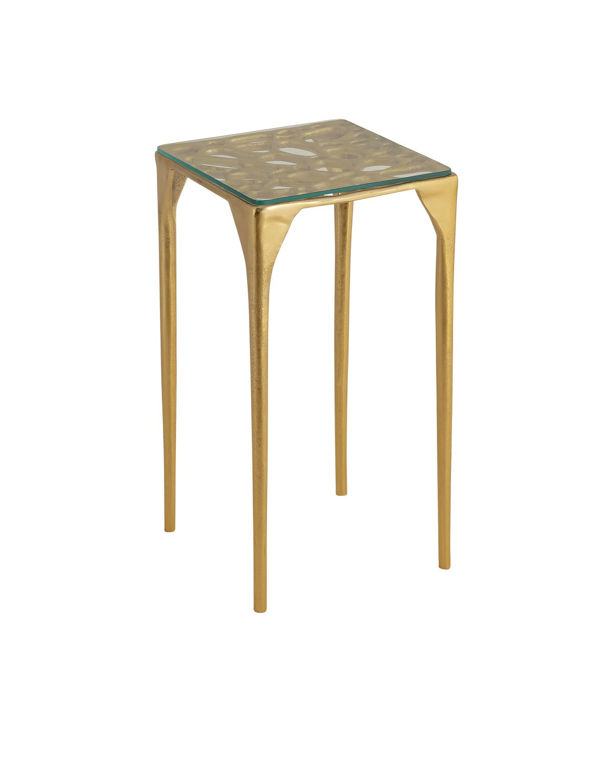 Currey and Company - 4000-0201 - Drinks Table - Honeycomb Drinks Table - Gold / Clear