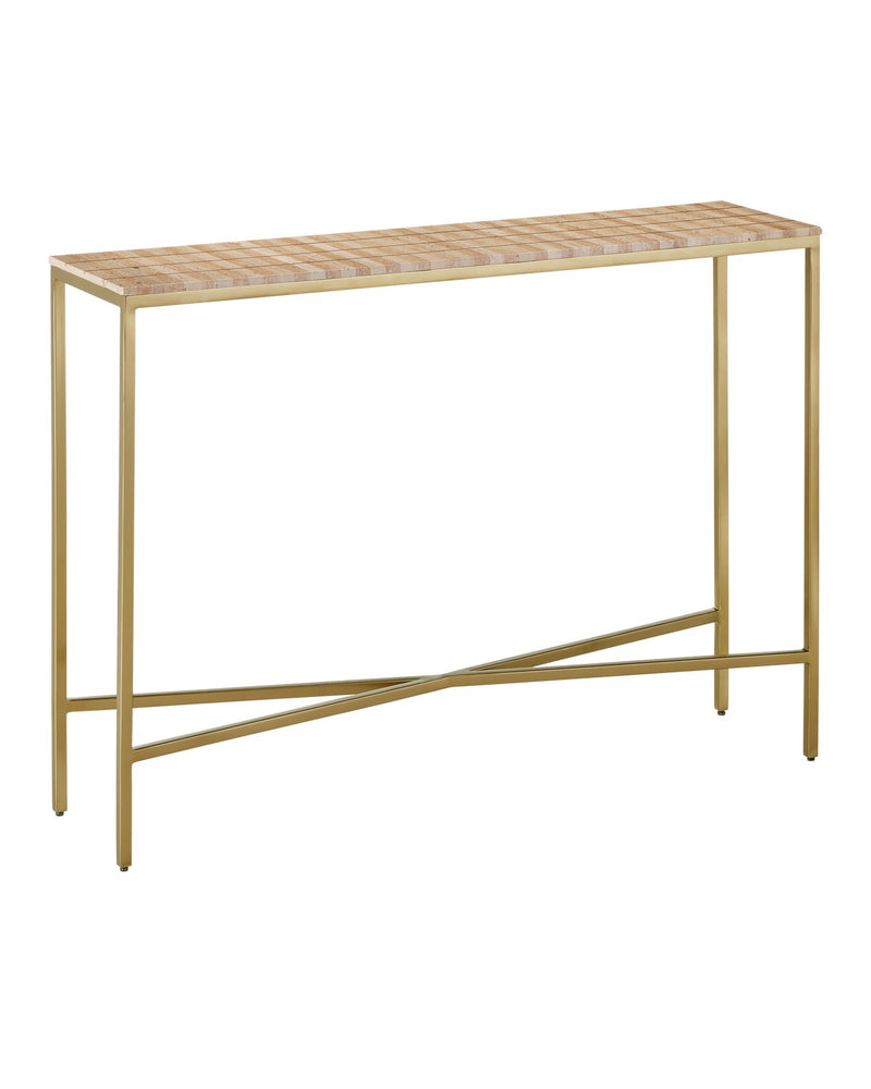 Currey and Company - 4000-0204 - Console Table - Dezi Collection - Natural / Brass