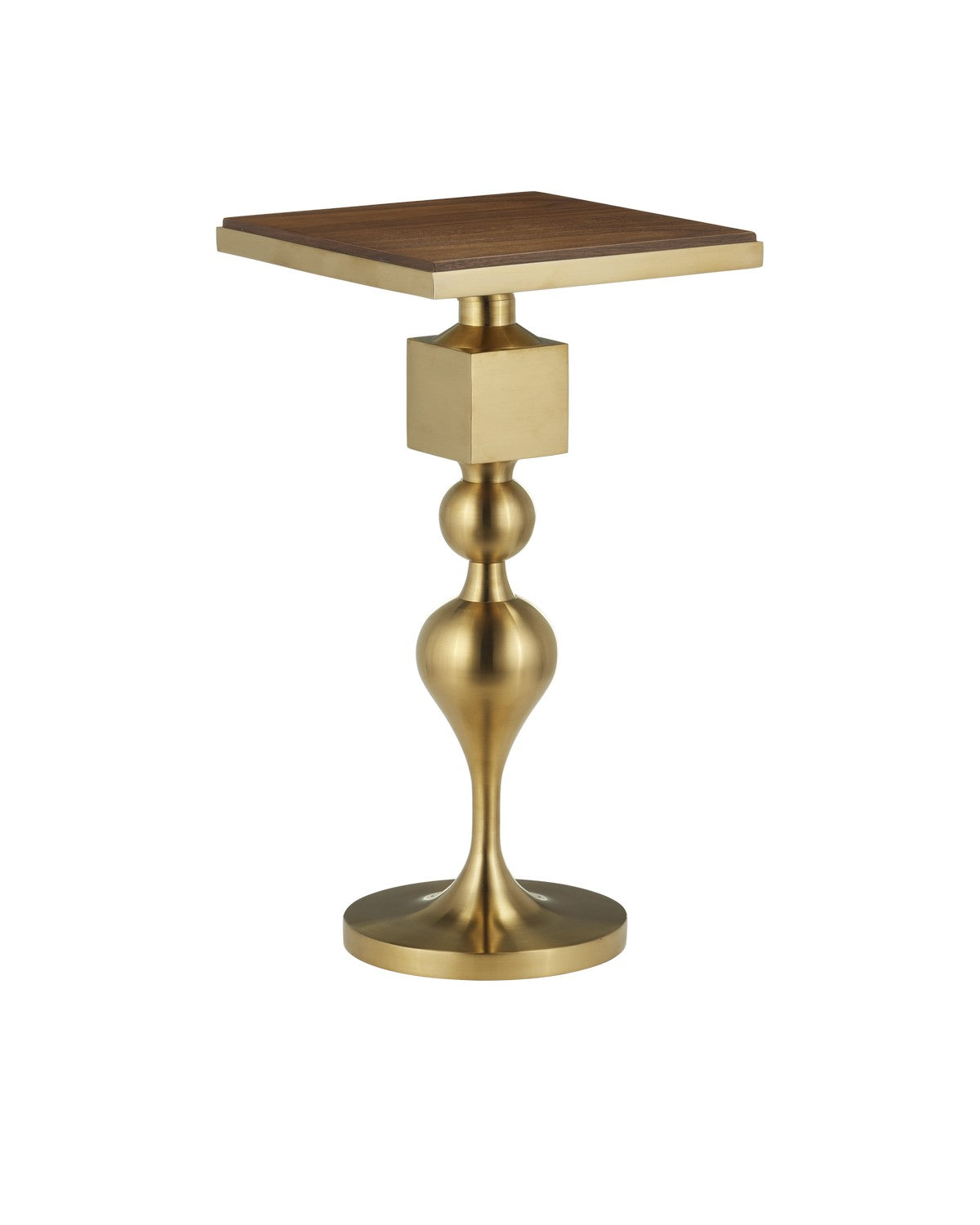 Currey and Company - 4000-0213 - Accent Table - Maeve Collection - Brushed Brass / Walnut