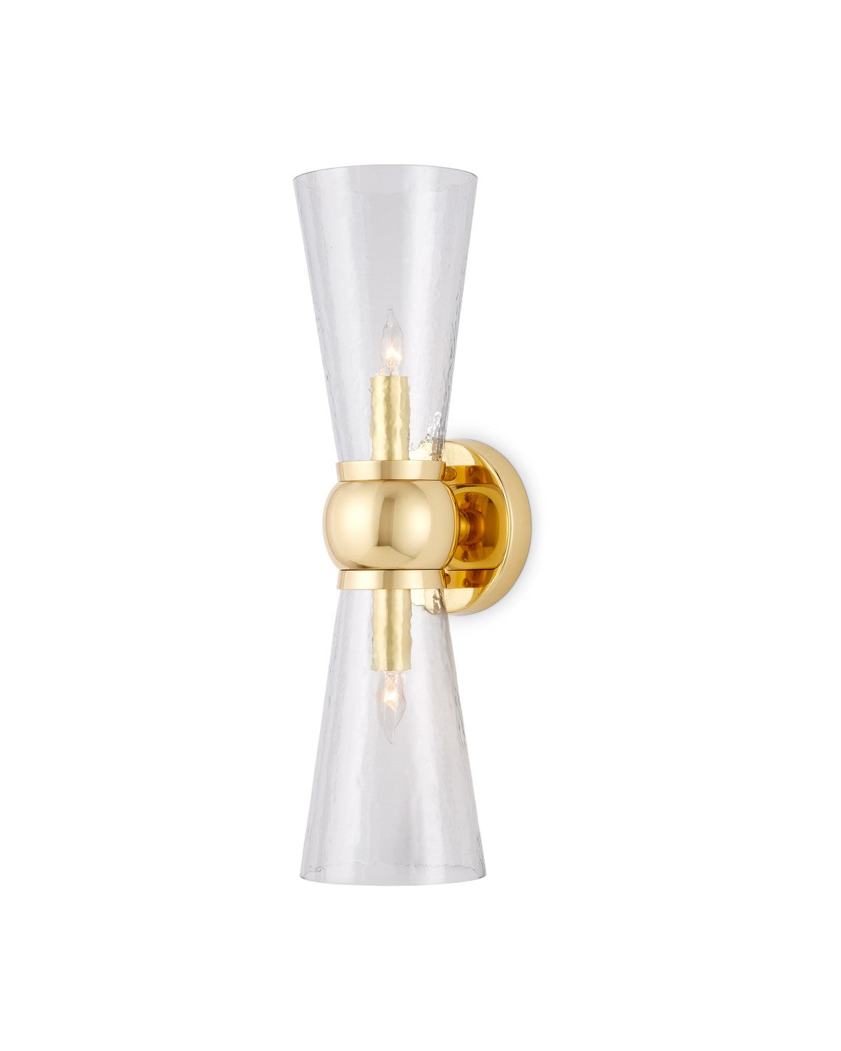 Currey and Company - 5800-0058 - Two Light Bath Wall Sconce - Byford - Polished Brass/Clear