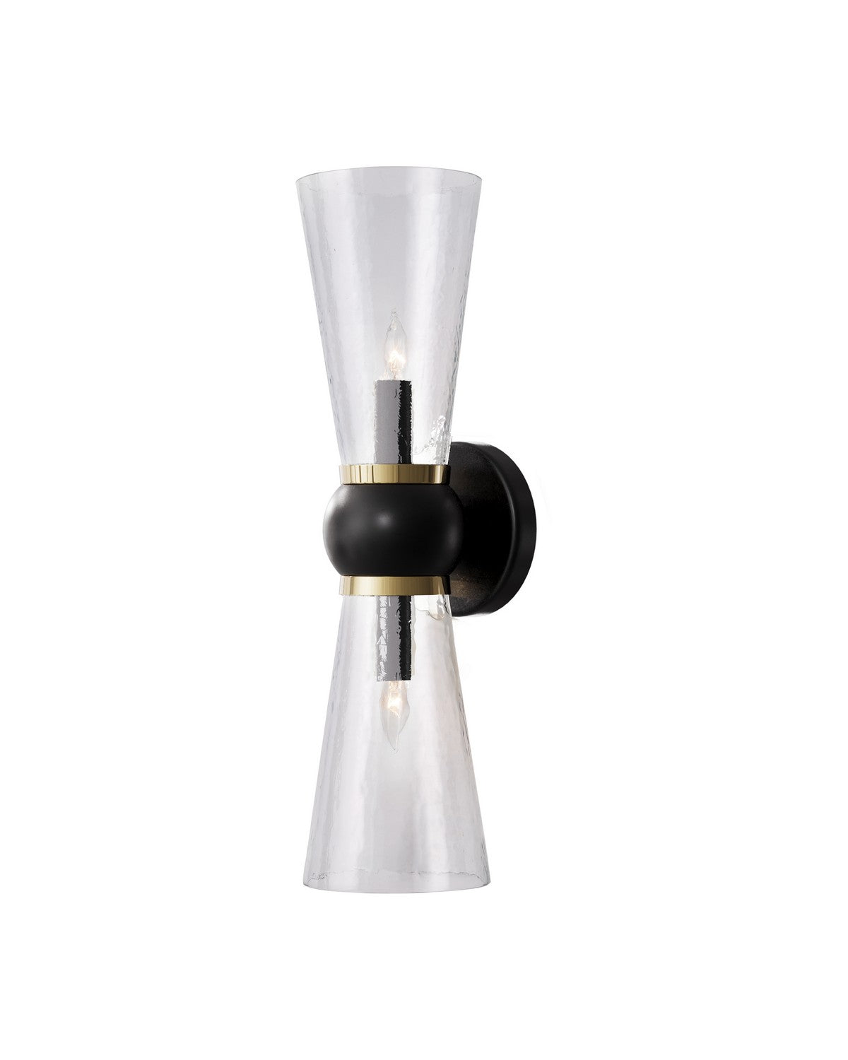 Currey and Company - 5800-0060 - Two Light Bath Wall Sconce - Byford - Oil Rubbed Bronze/Clear/Polished Brass