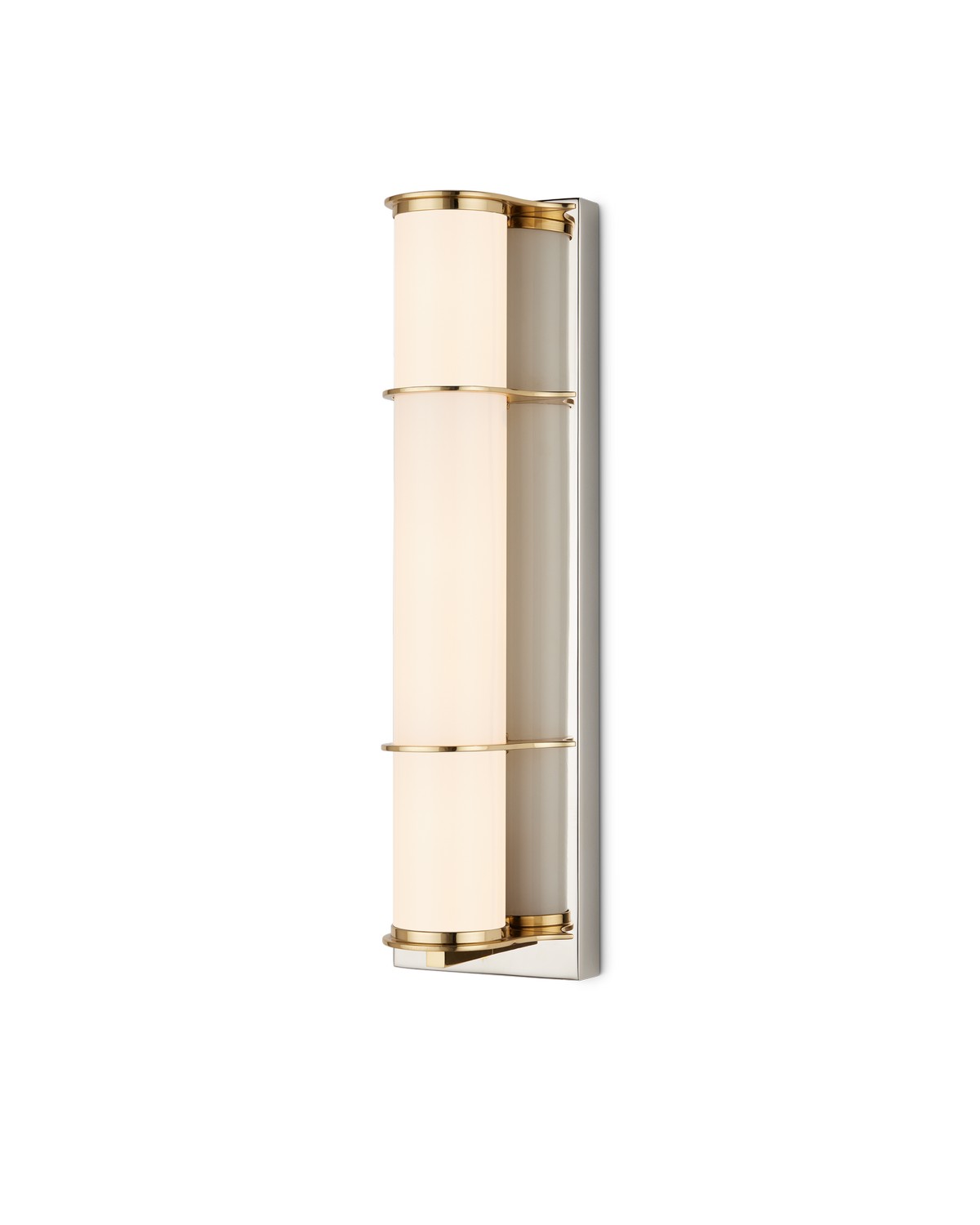 Currey and Company - 5800-0062 - One Light Bath Wall Sconce - Blaine - Polished Nickel/Polished Brass/White