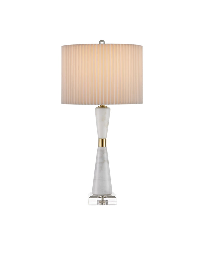 Currey and Company - 6000-0973 - One Light Table Lamp - Edelmar Collection - White / Clear / Natural Brass